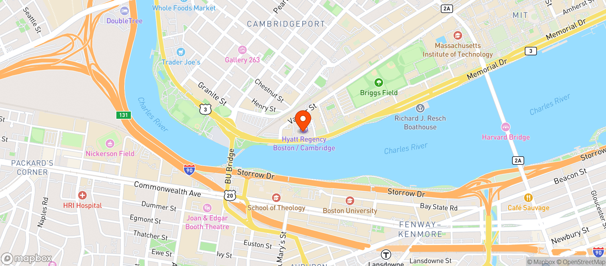 Map showing Hyatt Regency Boston / Cambridge