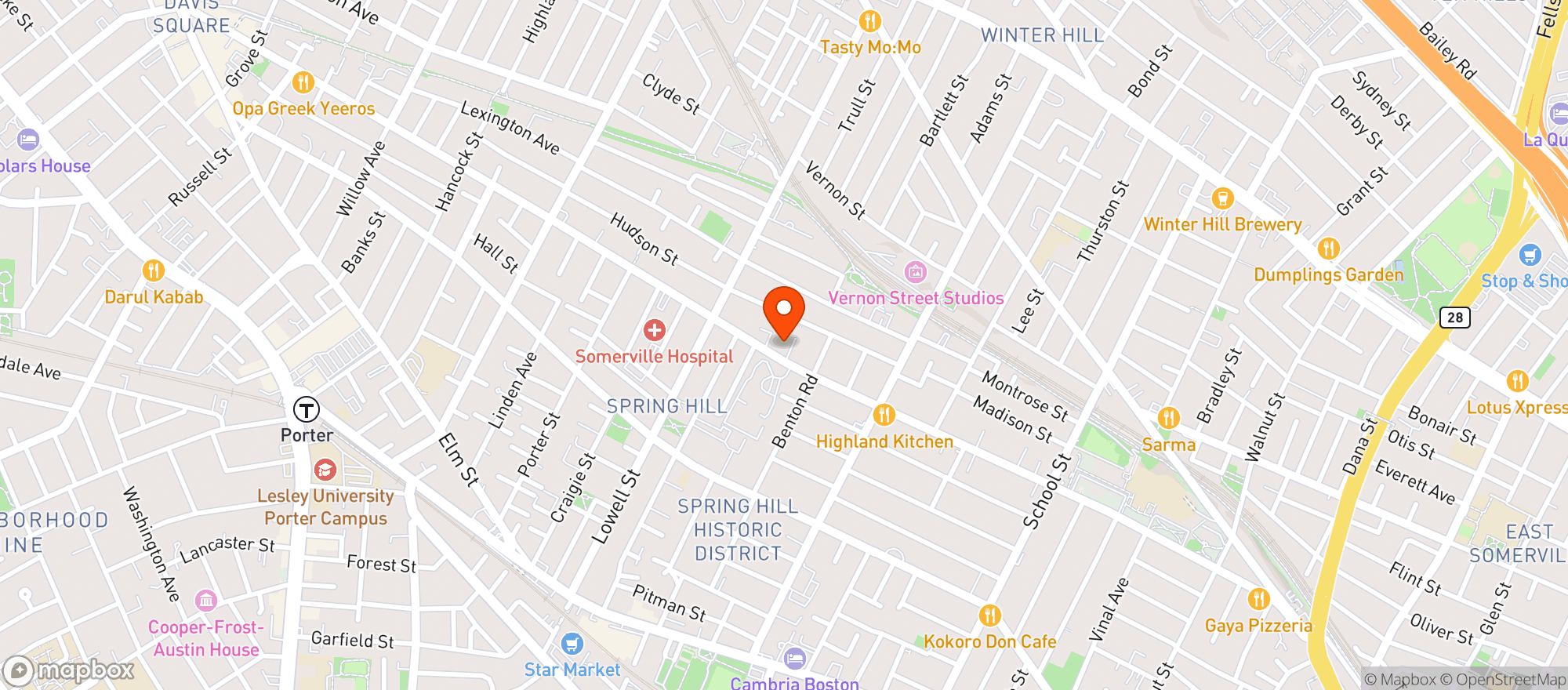 Map showing The Center for the Arts at the Armory