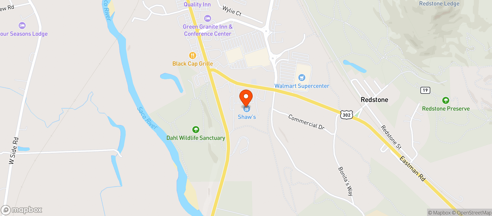 Map showing Shaws