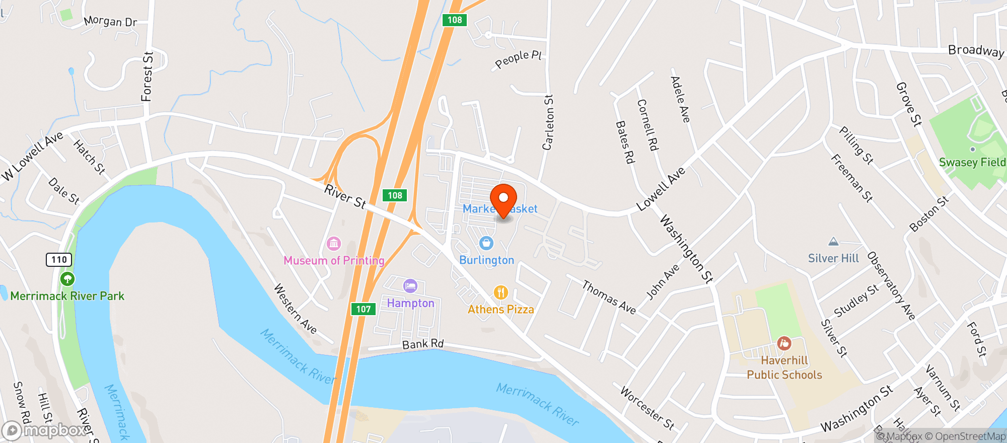 Map showing Shamrock Liquors Haverhill