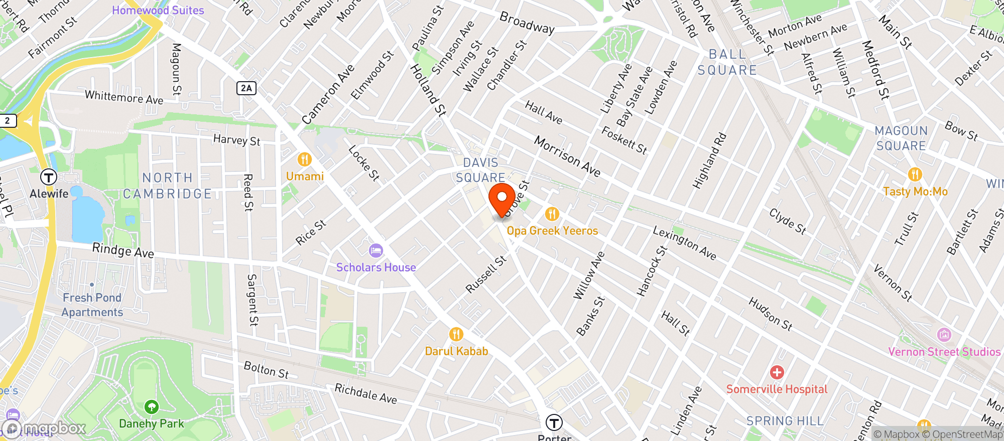 Map showing LIQUOR HUB SOMERVILLE