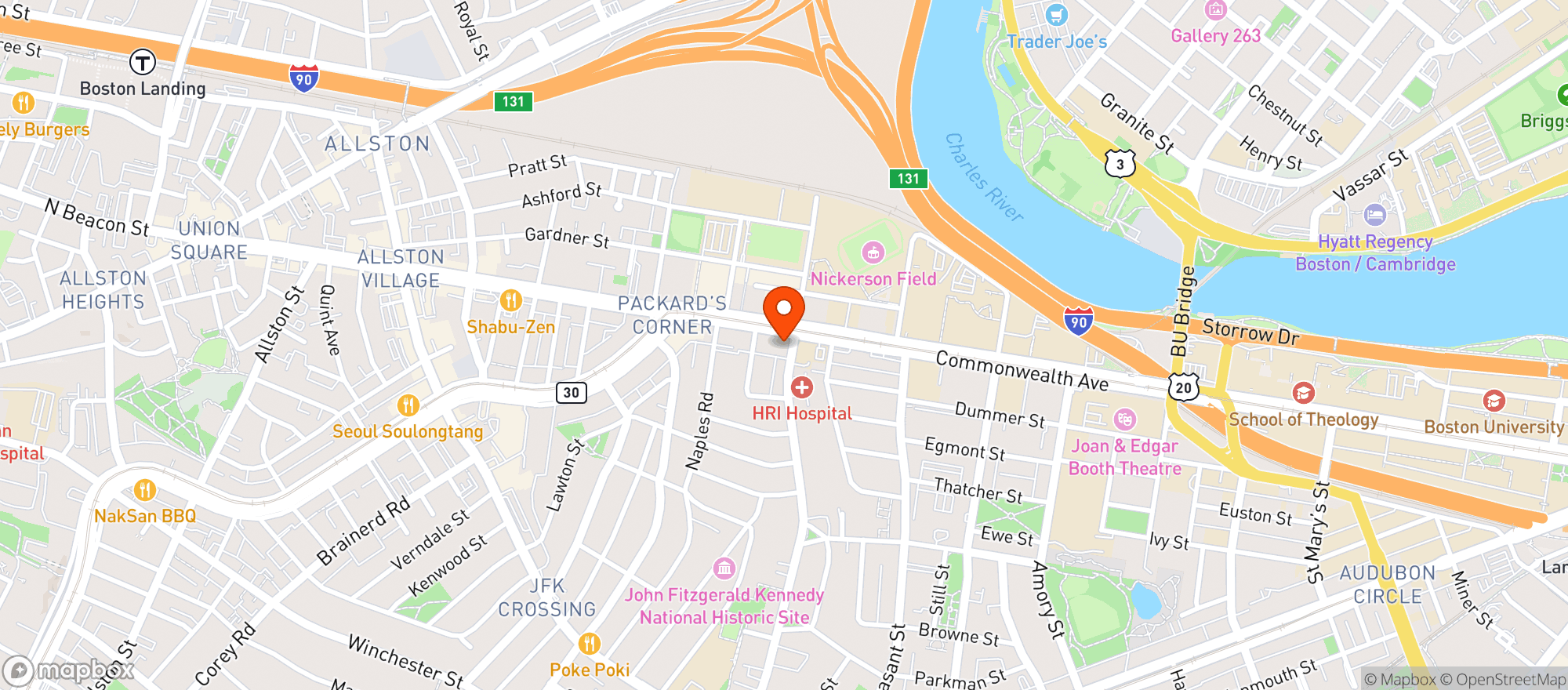 Map showing Comm Ave Canna - Boston