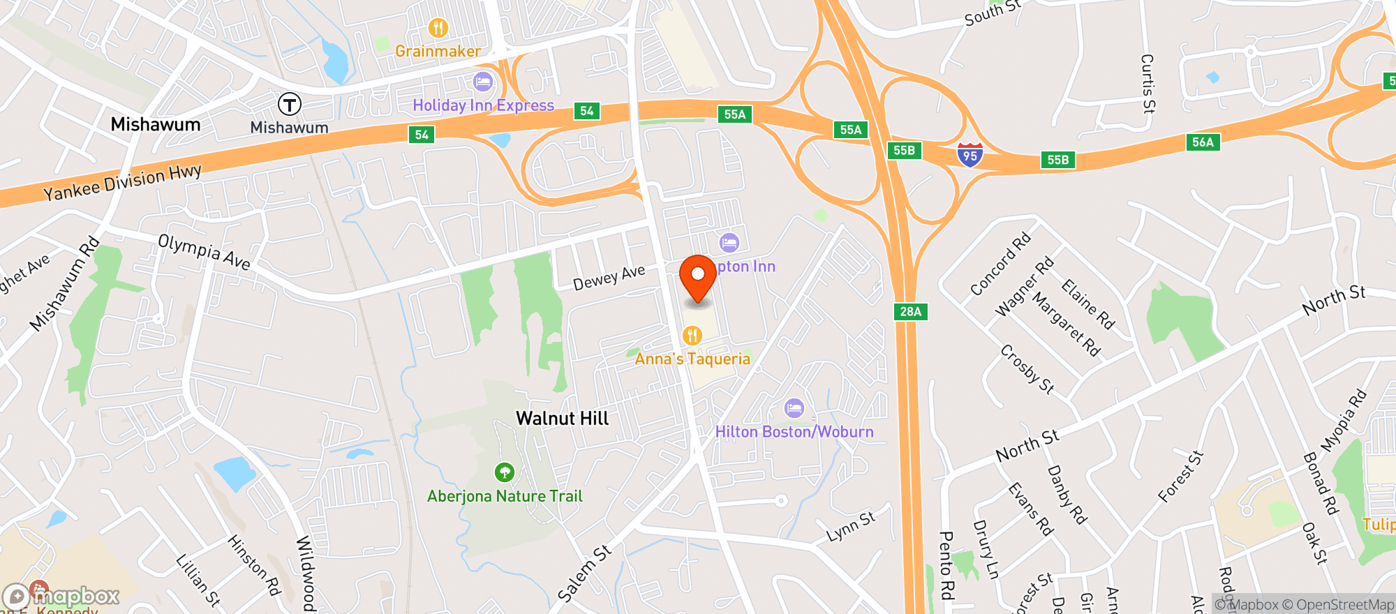 Map showing Liquor Junction Woburn