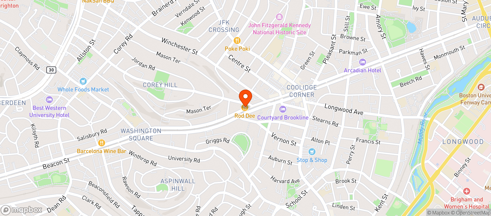 Map showing Bay State Foods & Liquors
