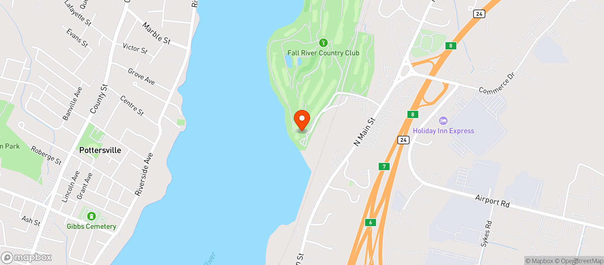 Map showing Fall River Country Club