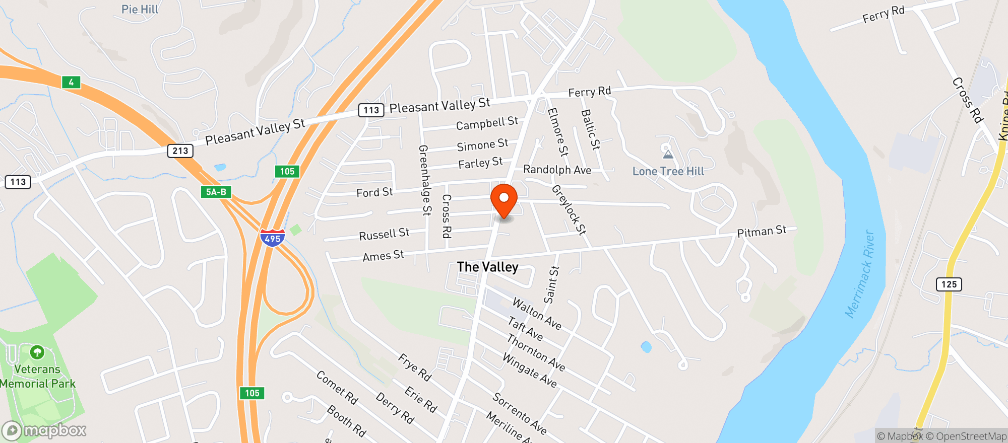Map showing Valley Liquors Methuen