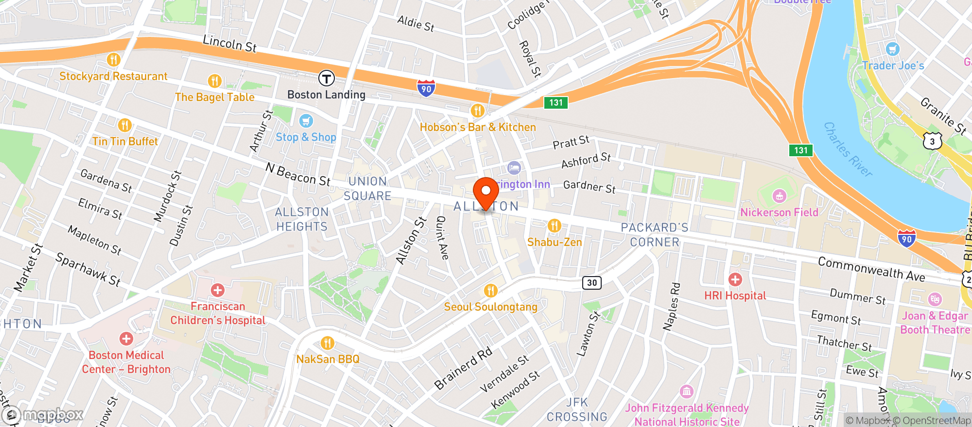 Map showing Blanchards Allston