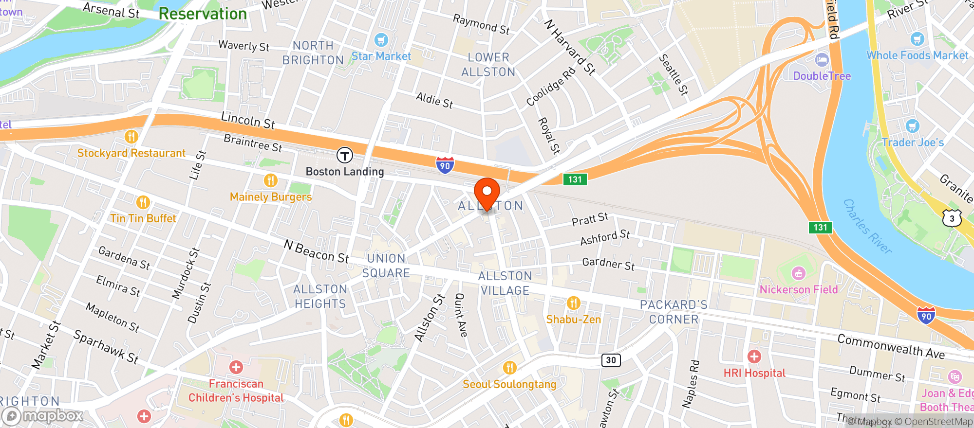 Map showing Obriens Pub