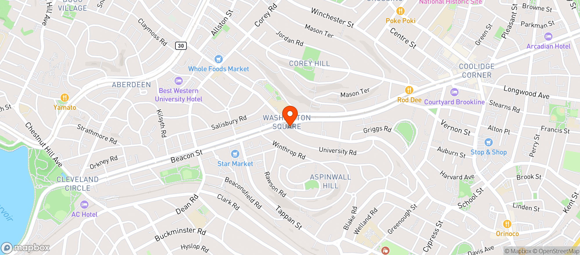 Map showing Washington Square Tavern
