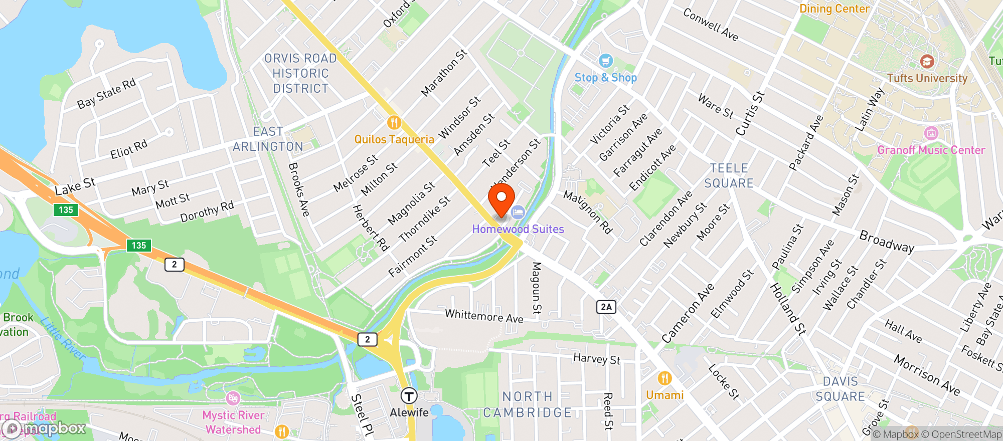 Map showing Menotomy Grille Llc