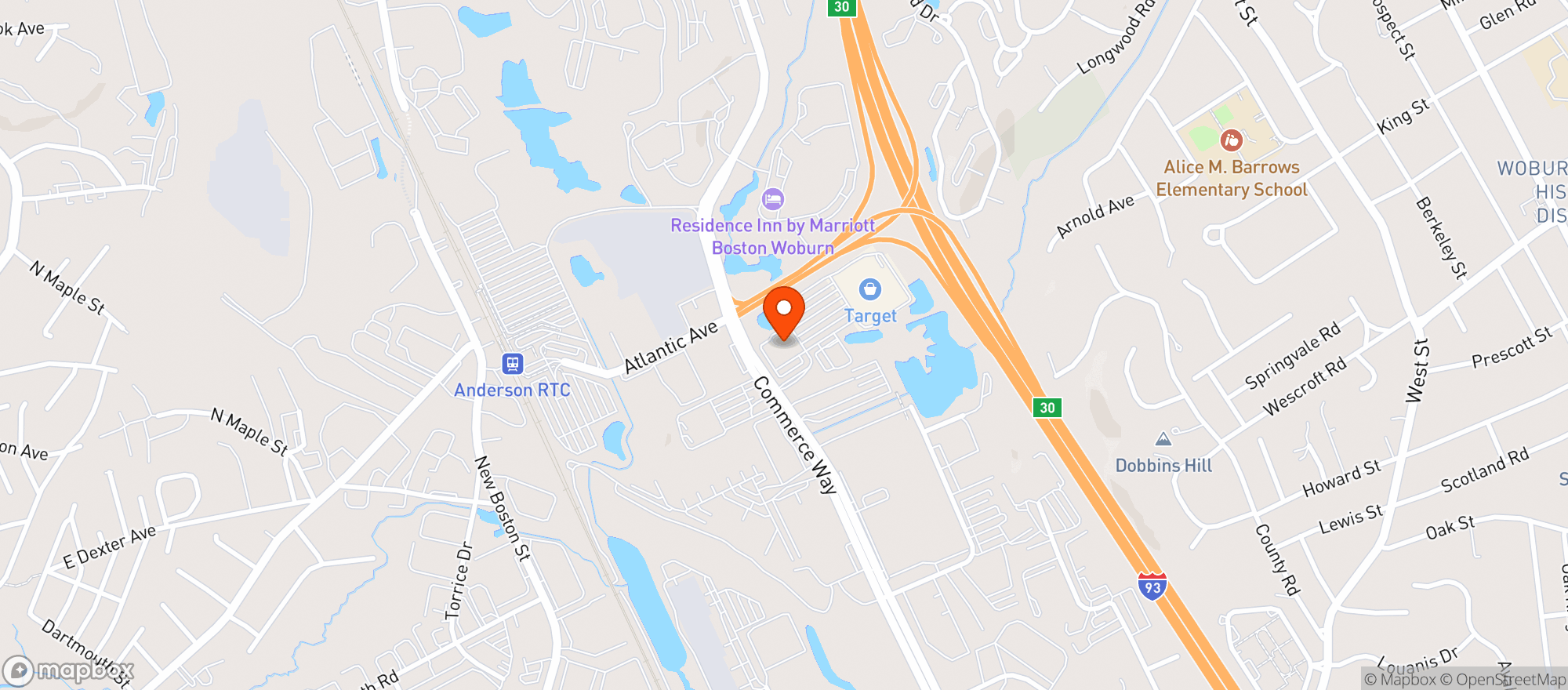 Map showing Vitamin Shoppe - Woburn