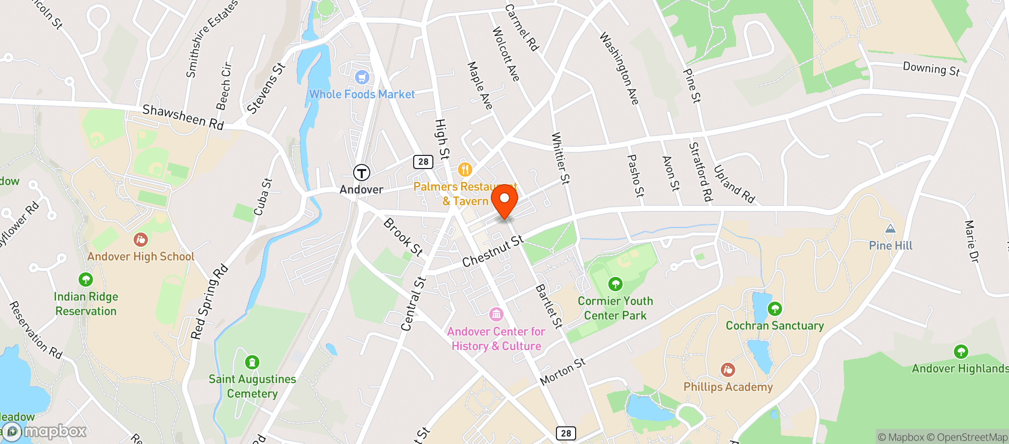Map showing Nueva Liquors Andover