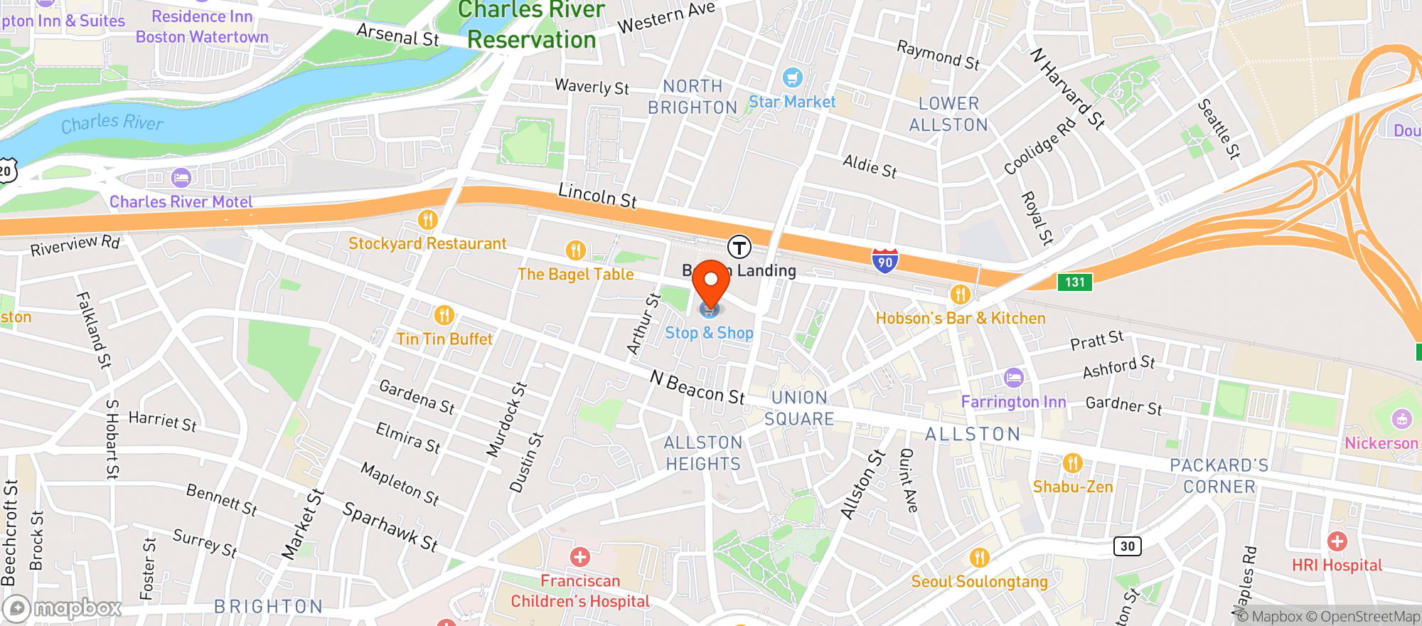 Map showing Stop & Shop - 2489 - Boston