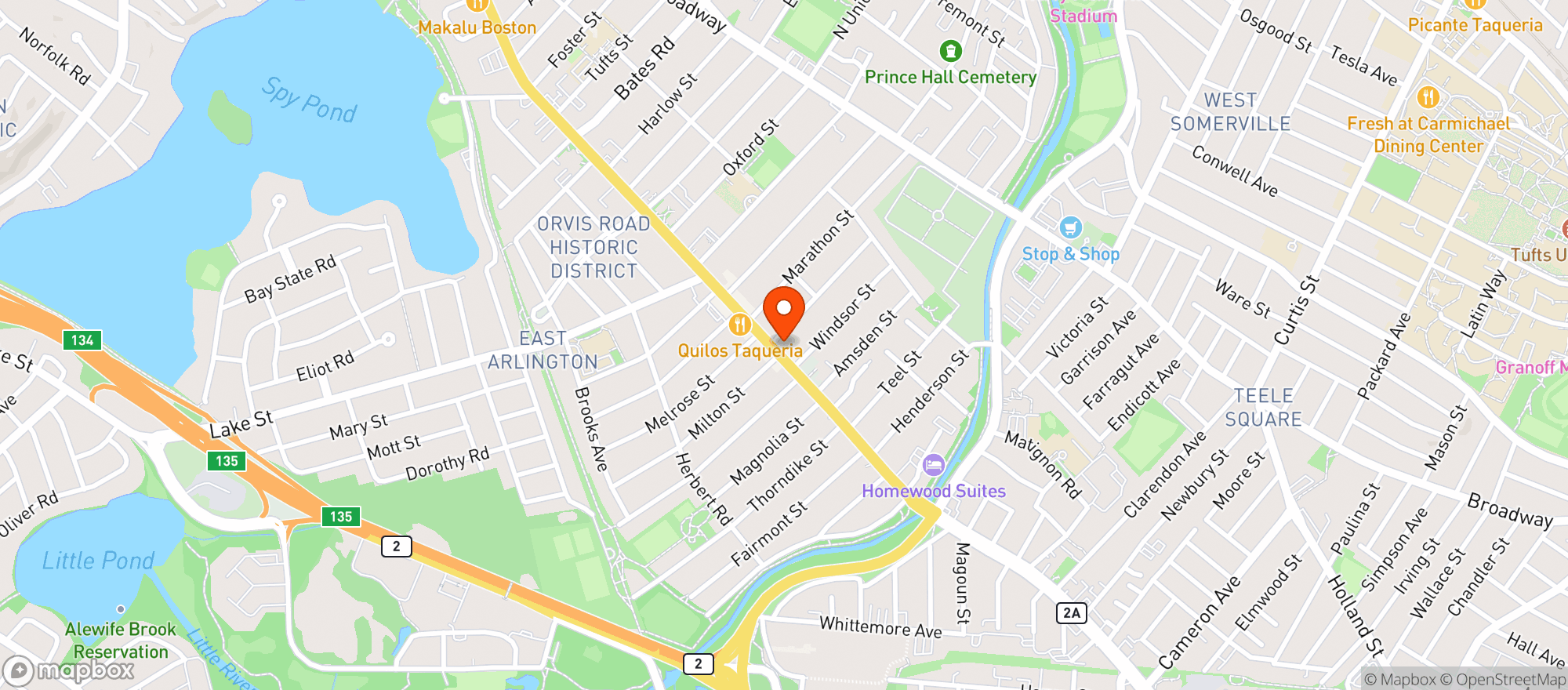Map showing Mass Ave Wine & Spirits
