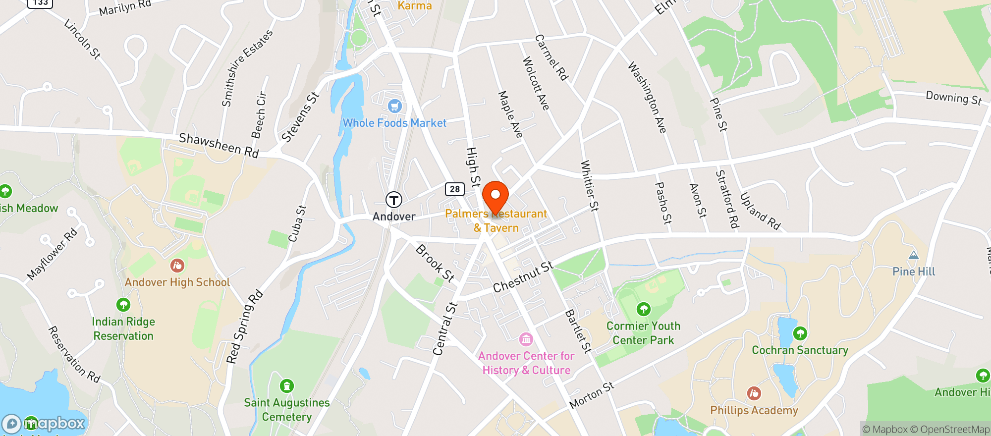 Map showing Andover Spa Wine