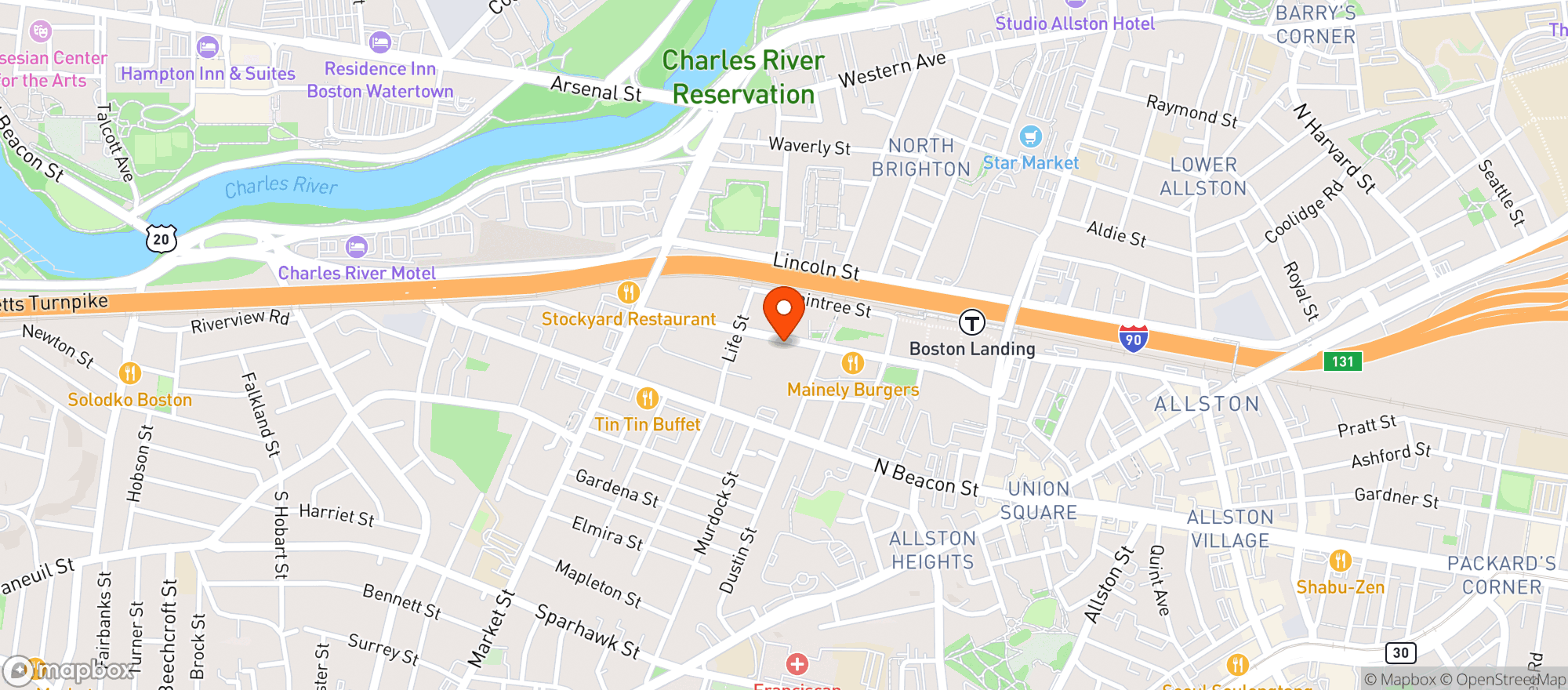Map showing Broken Records Beer Hall