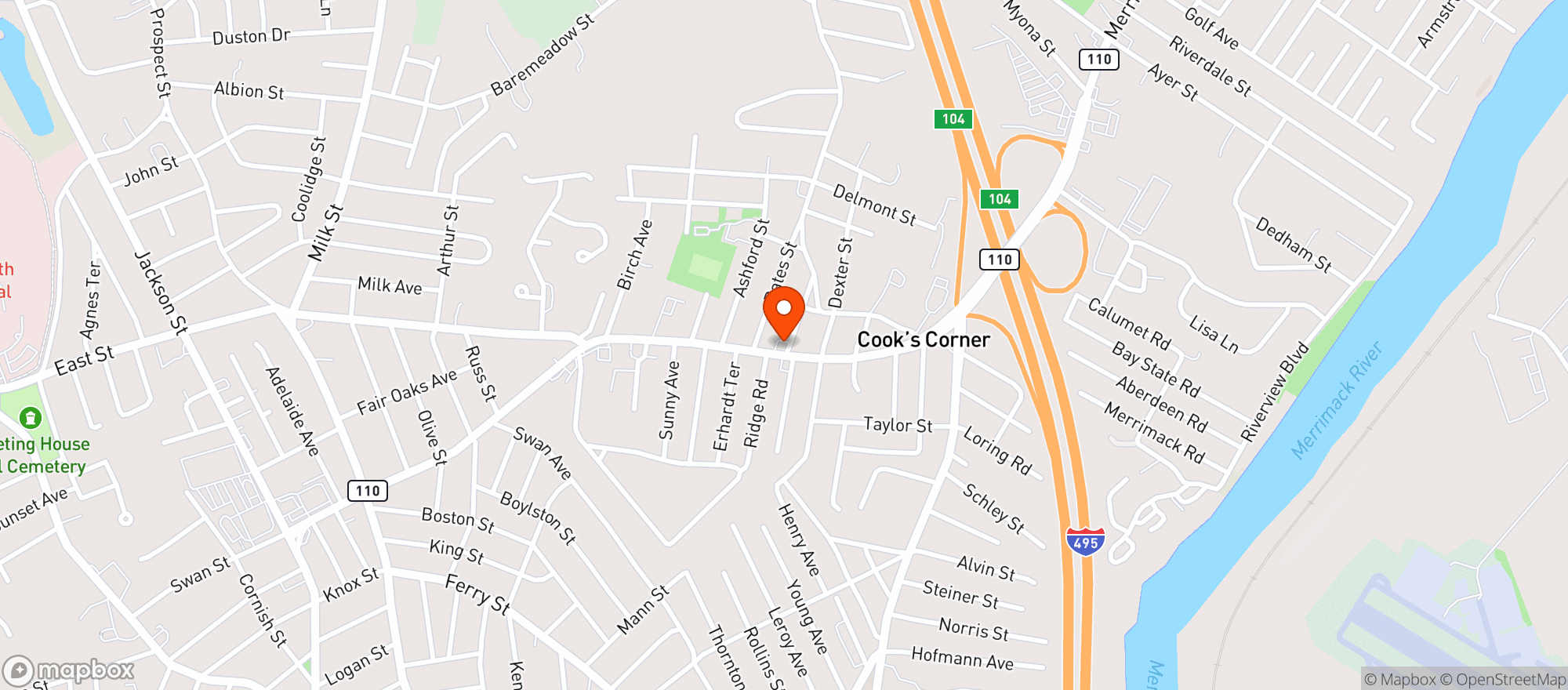 Map showing Route 110 Convenience