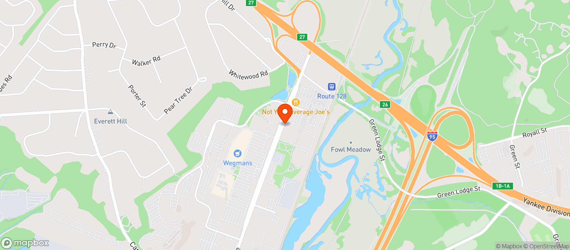 Map showing Courtyard Boston Dedham Westwood