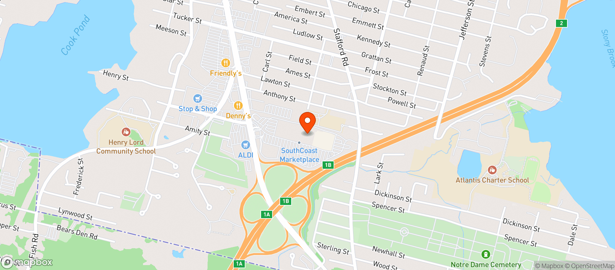 Map showing Kappy's Fine Wine and Spirits - Fall River