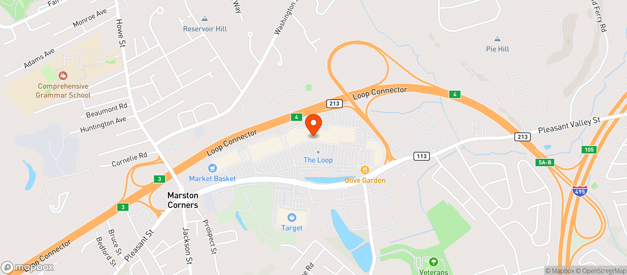 Map showing One Stop Liquors Methuen