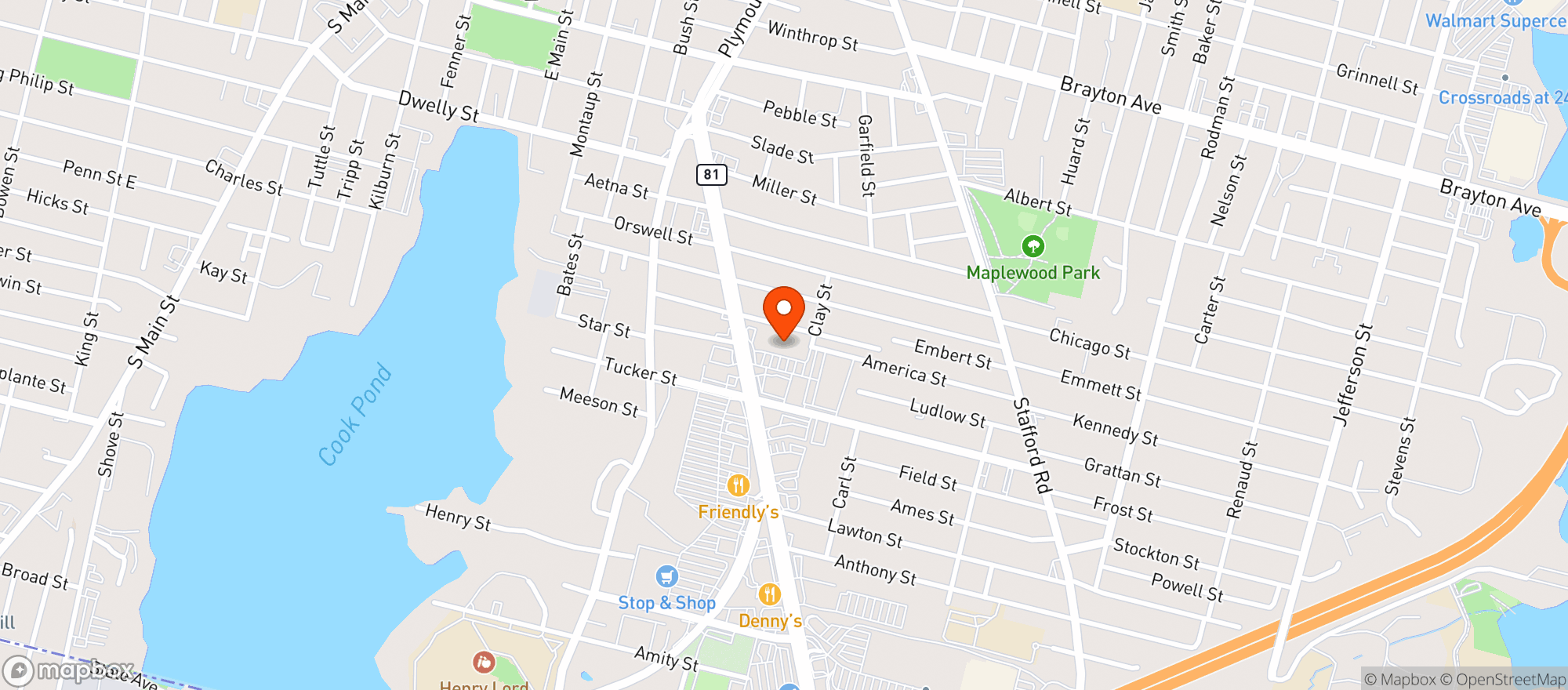 Map showing Jay's Wine & Spirits - Fall River