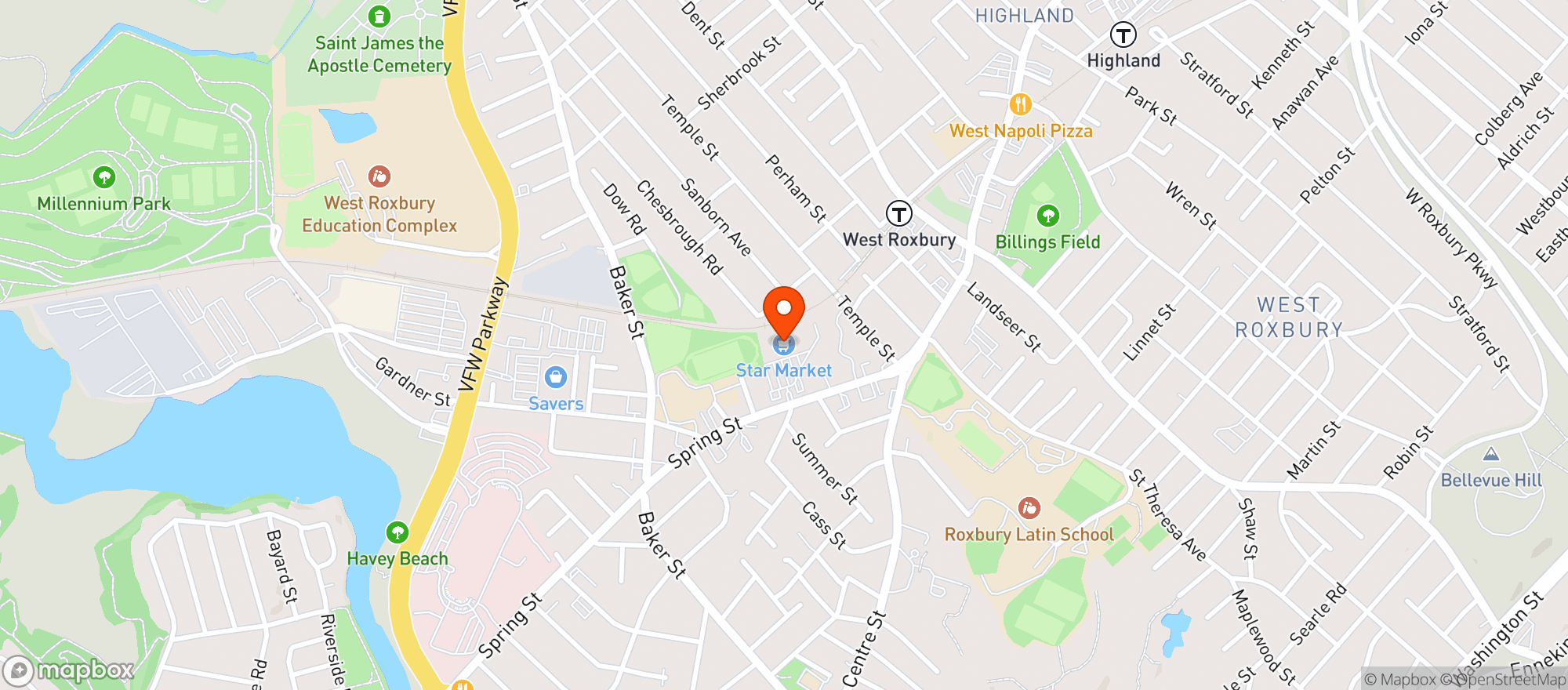 Map showing Shaws - 03577 - West Roxbury
