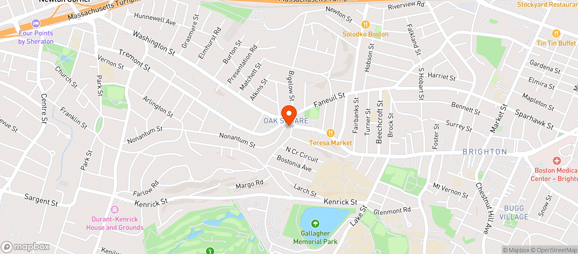 Map showing Oak Square Liquors