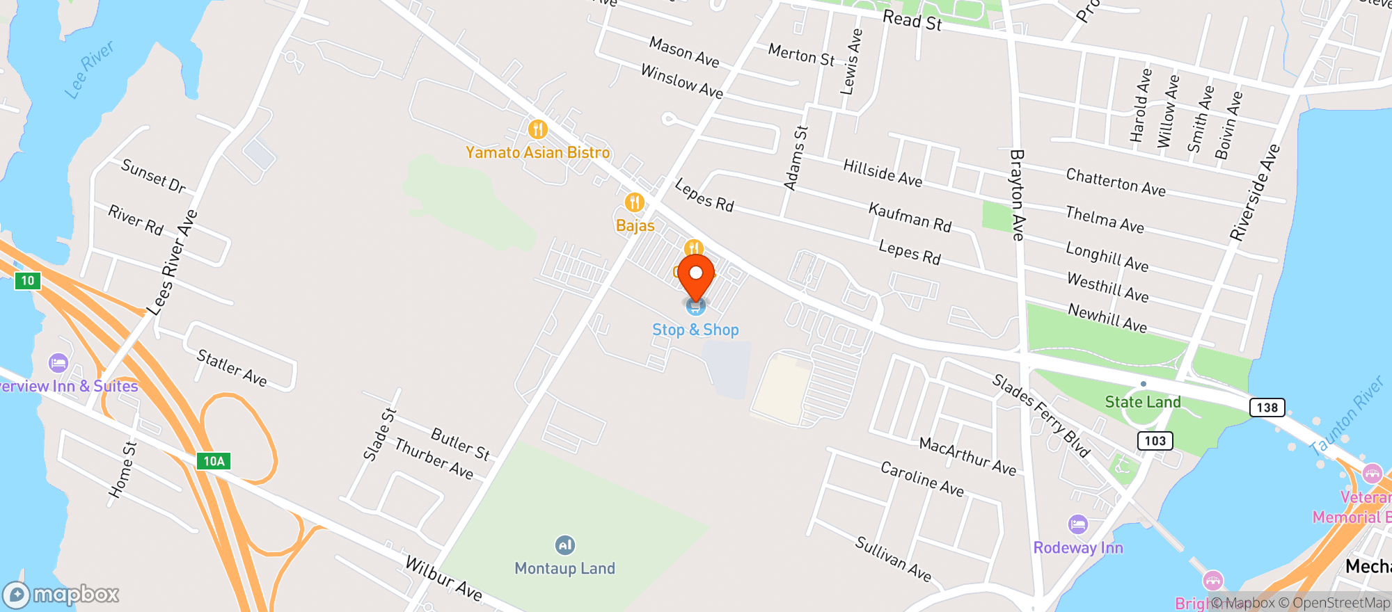Map showing STOP & SHOP (815 GRAND ARMY OF THE REPUBLIC HIGHWAY)