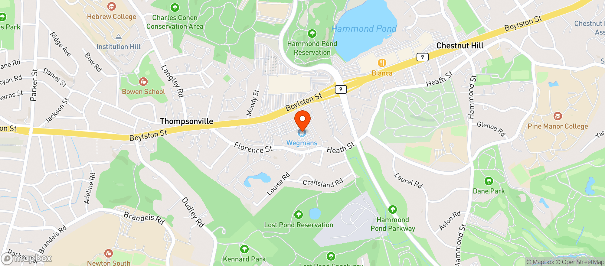 Map showing Wegmans Newton