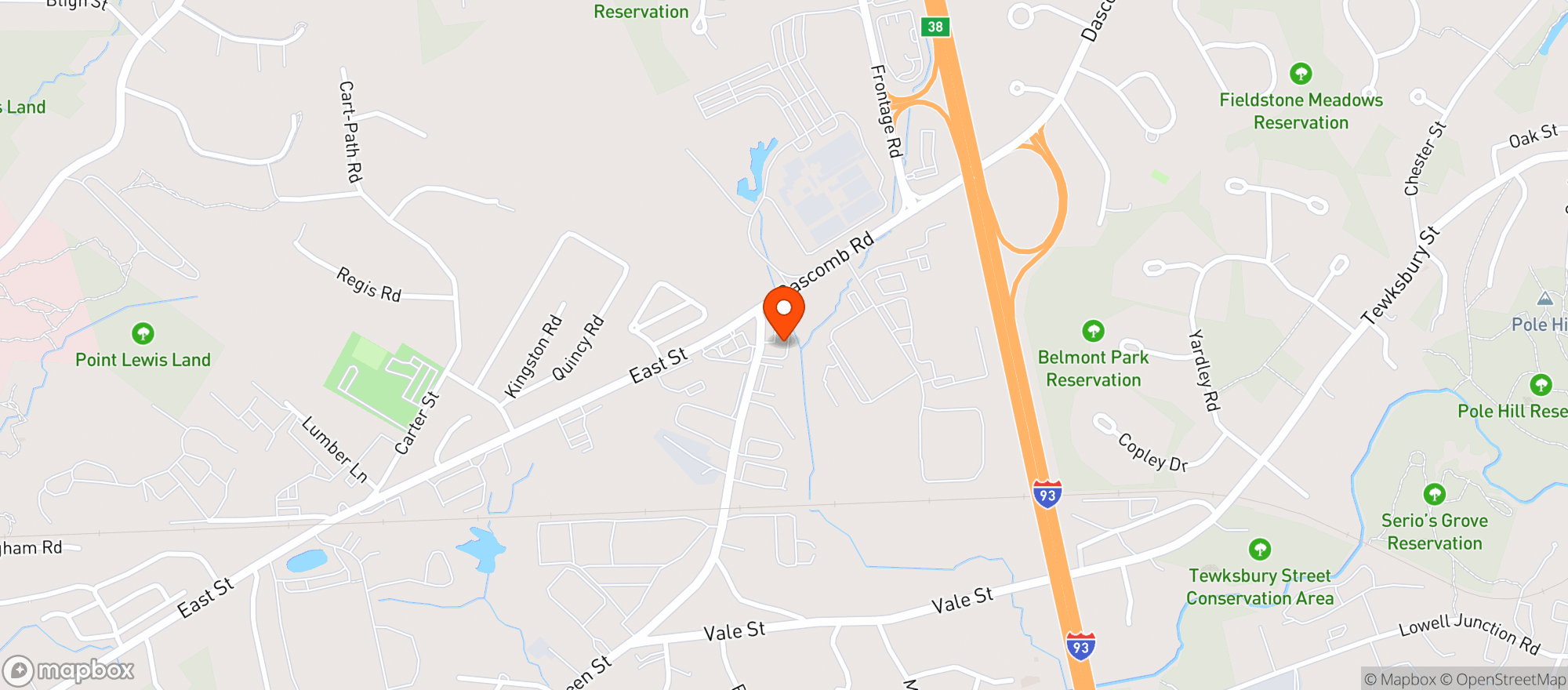 Map showing JC Spirits Tewksbury