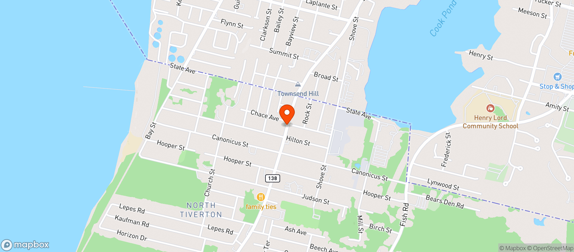 Map showing Tiverton Liquor