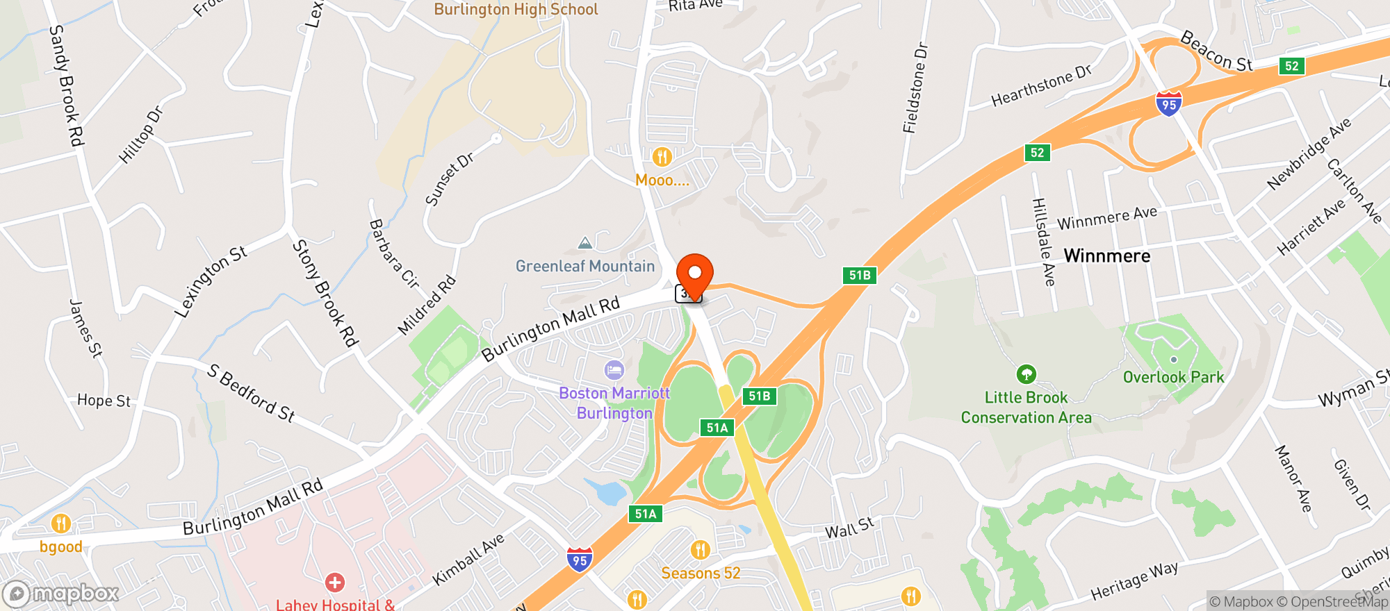 Map showing Mom's Organic Market - Burlington