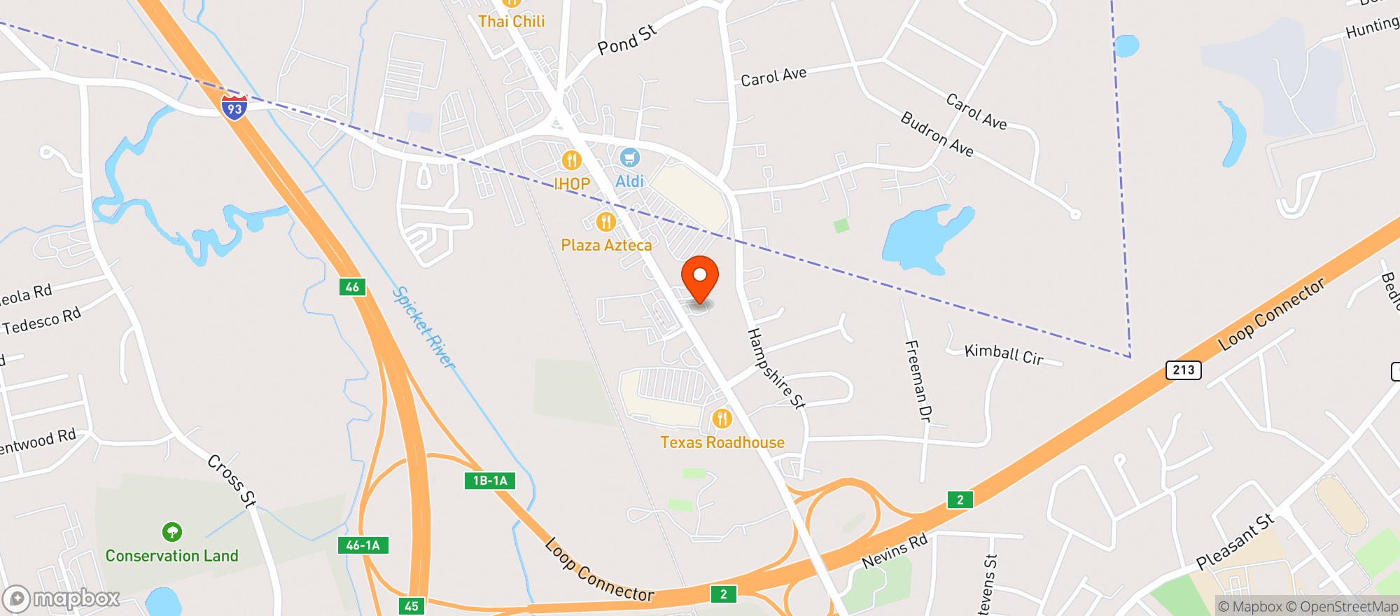 Map showing Rostron's Package Methuen