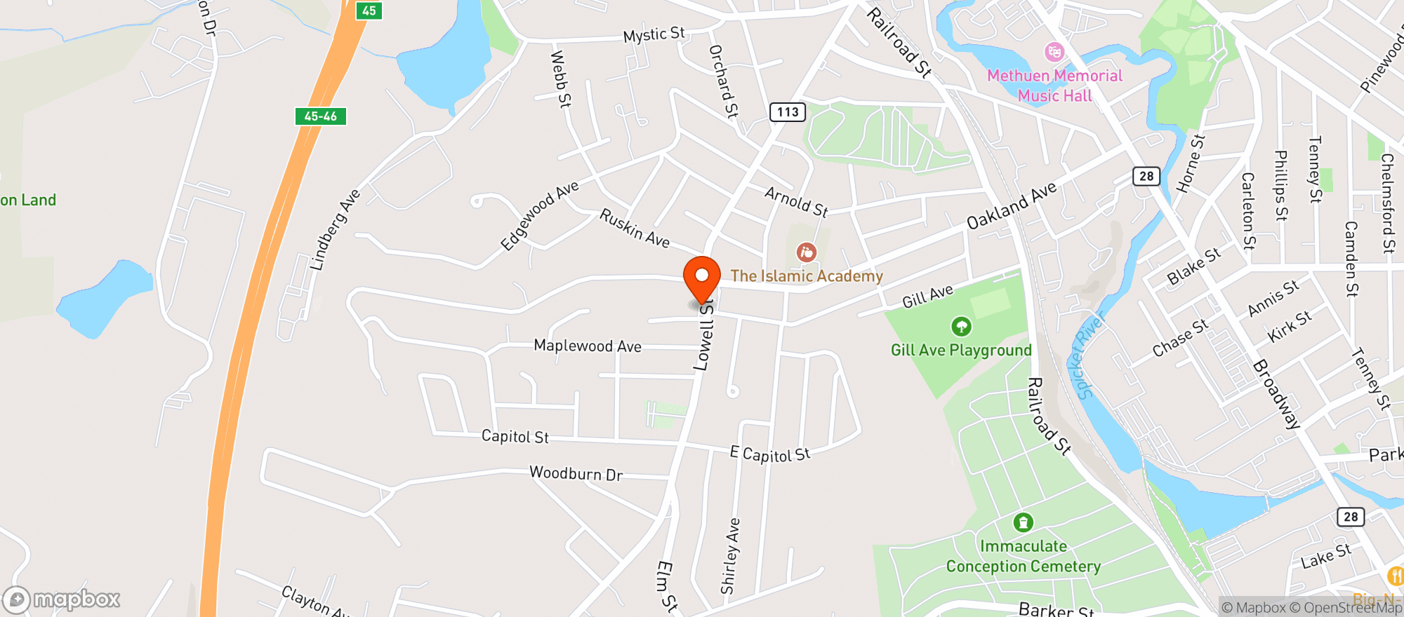Map showing Quick Stop II Methuen