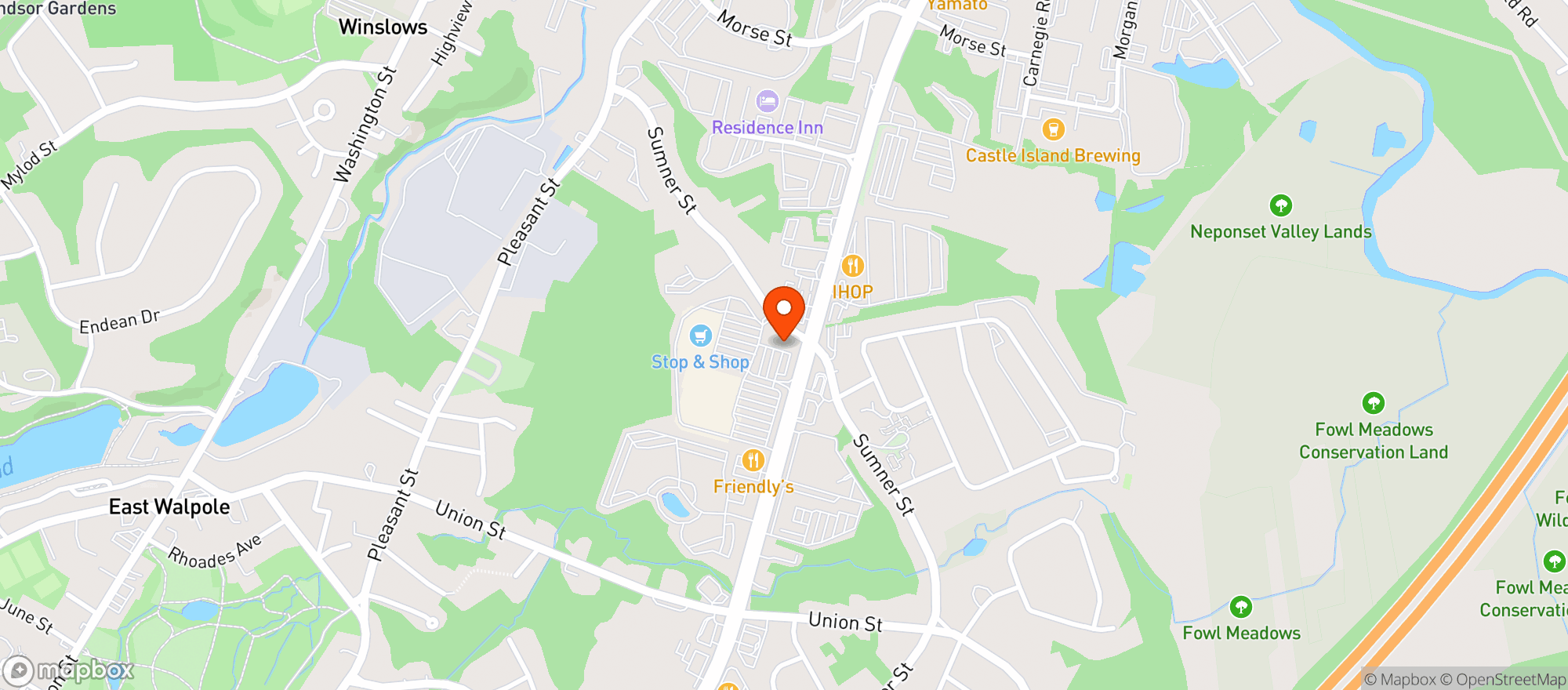 Map showing STOP & SHOP (1415 BOSTON PROVIDENCE HIGHWAY)