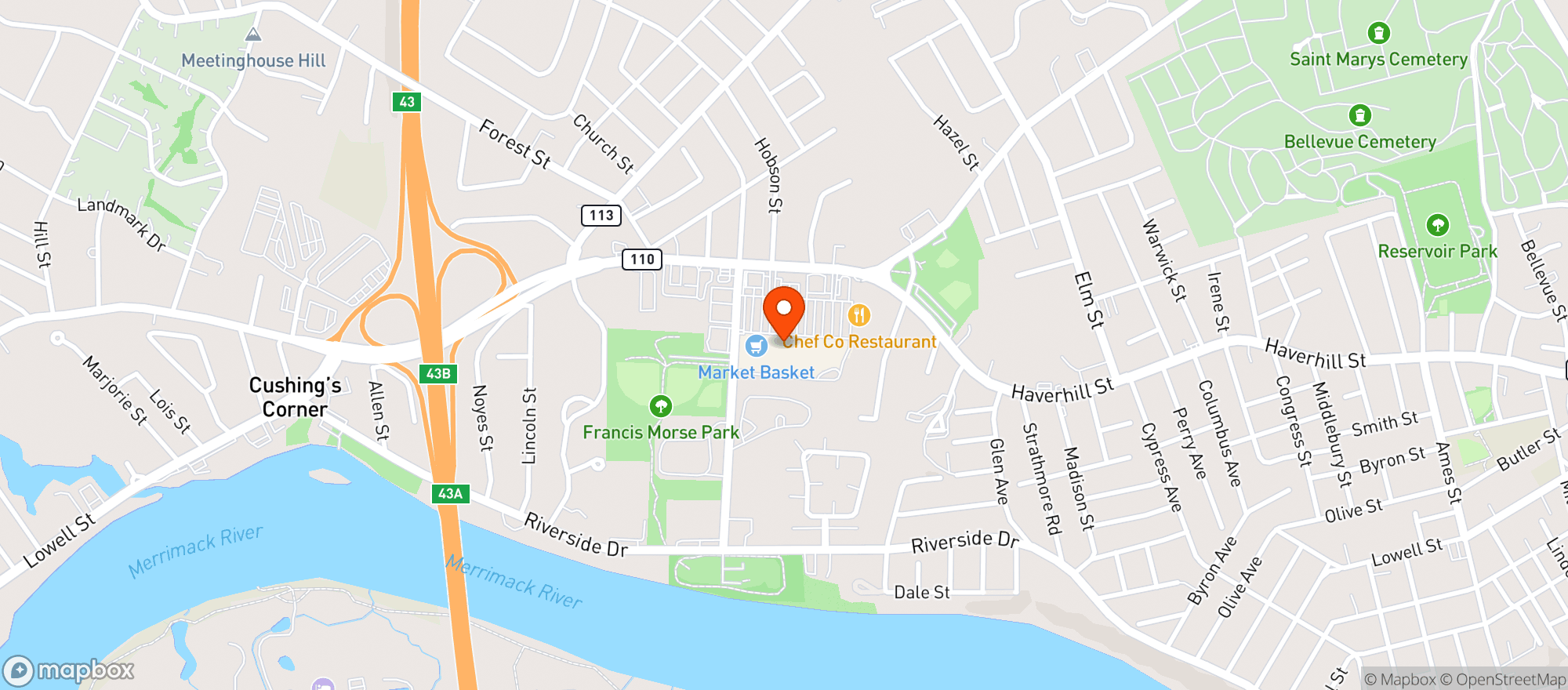 Map showing Plaza Liquors Methuen