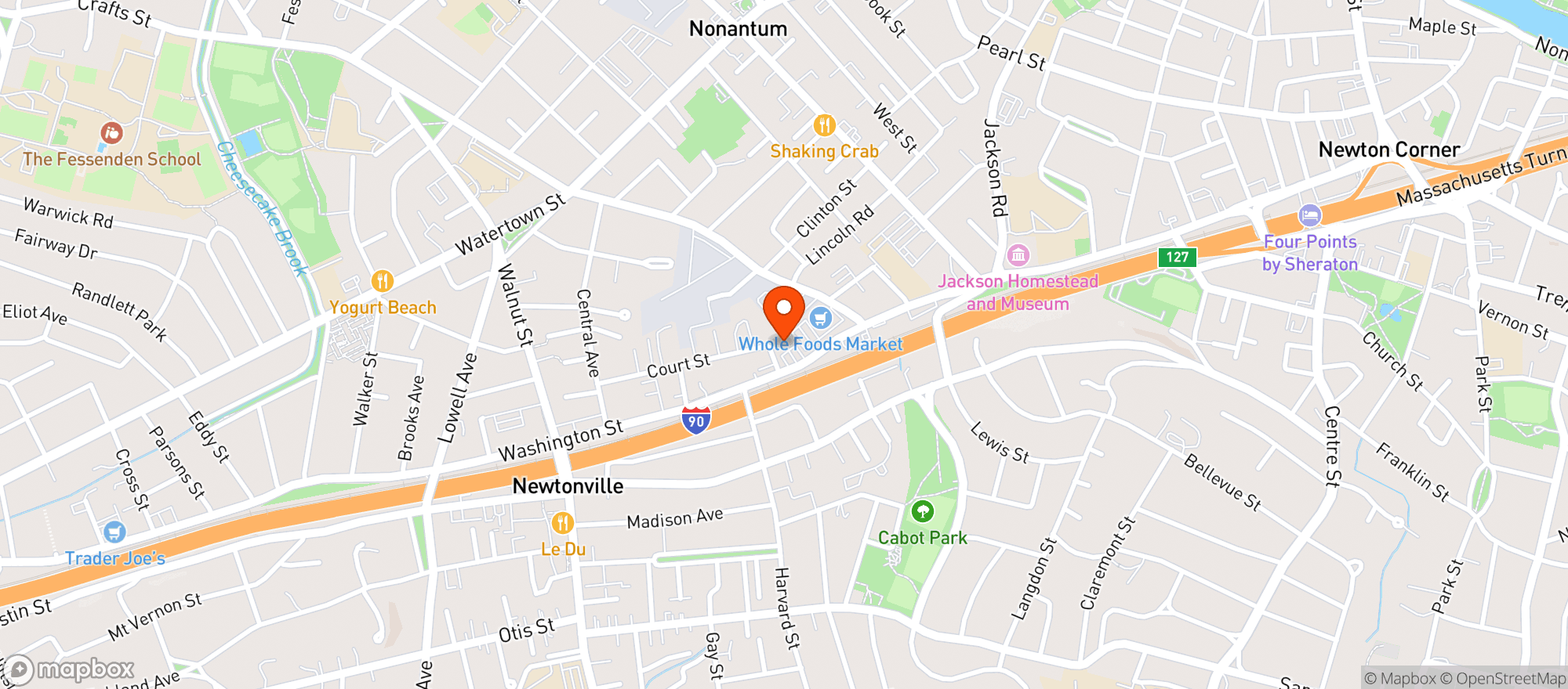 Map showing Marty's - Newton