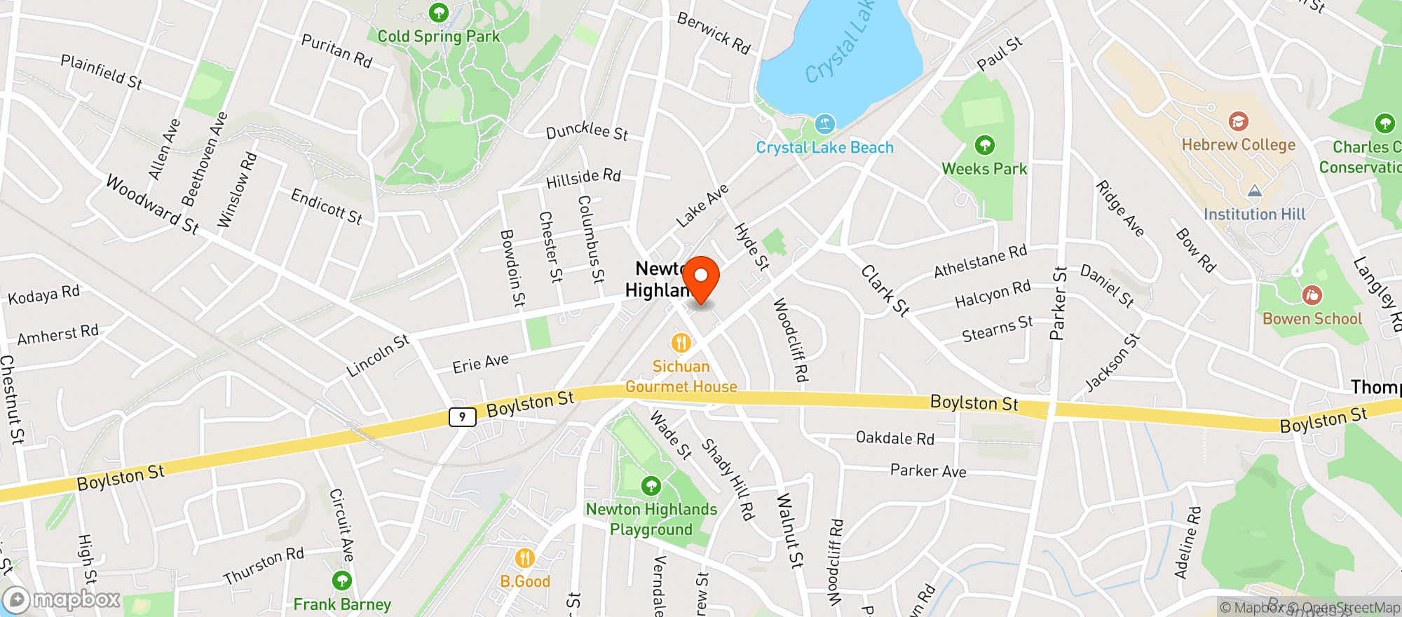 Map showing Highland Wine & Spirits