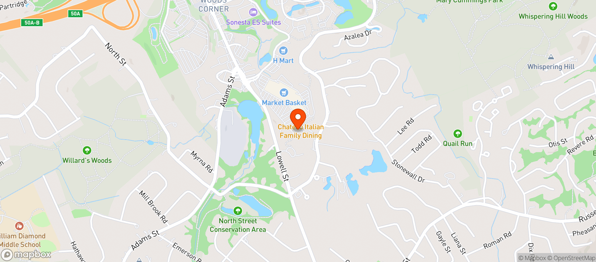 Map showing Burlington Wine & Spirits
