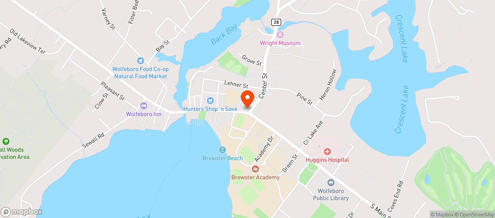 Map showing Wolfeboro Corner Conv