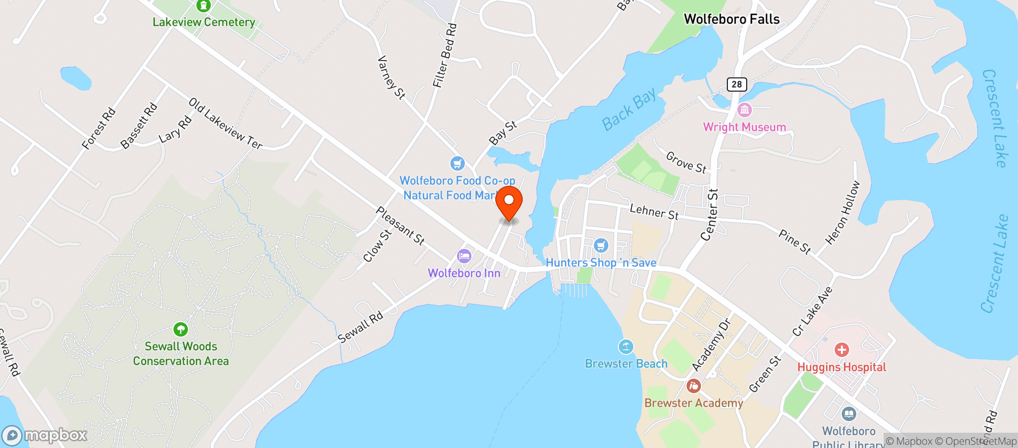 Map showing Back Bay Boathouse