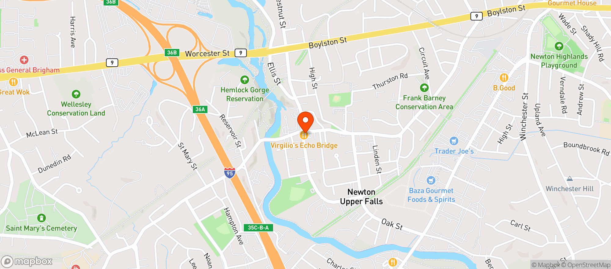 Map showing Echo Bridge Cafe