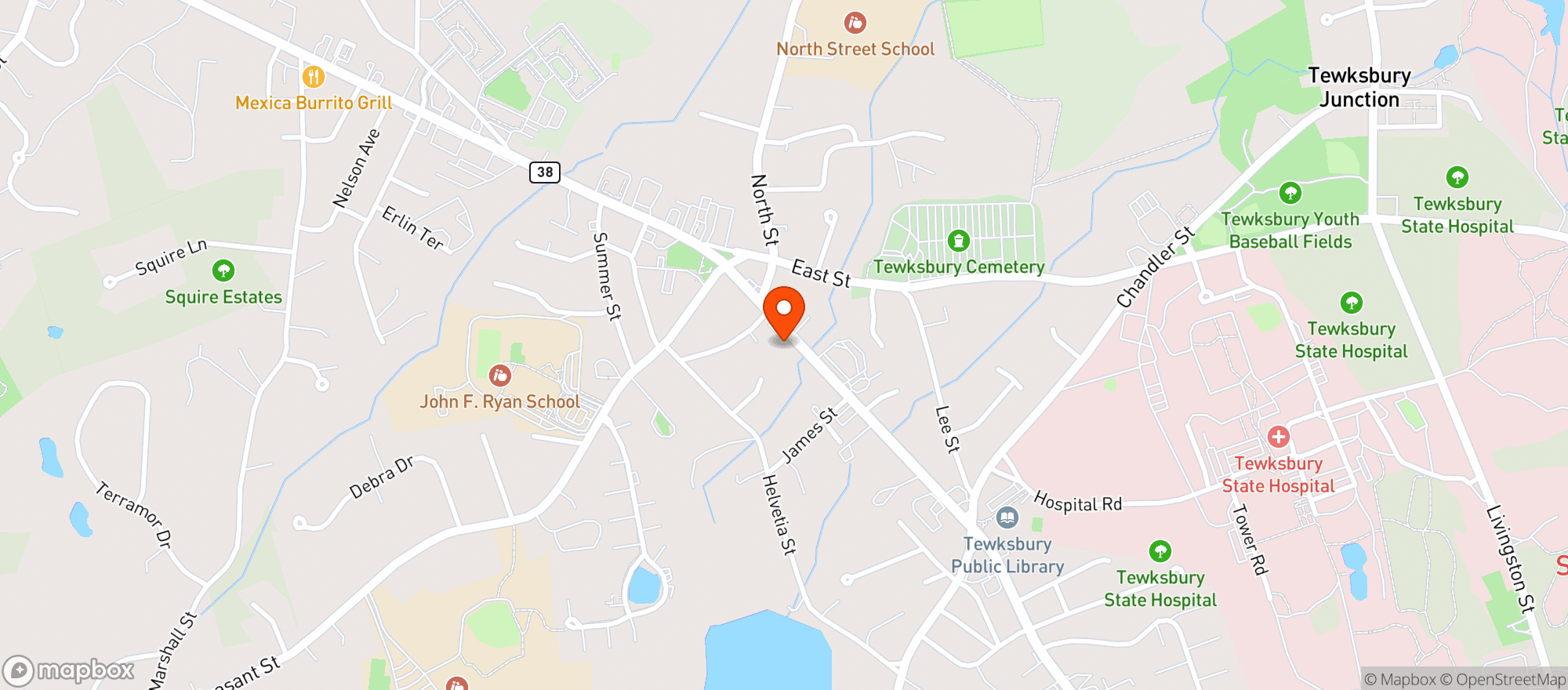 Map showing Smitty's Liquors Tewksbury