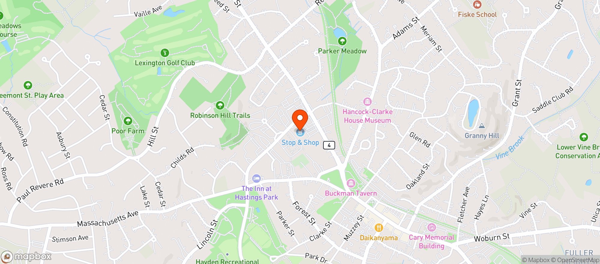 Map showing Stop & Shop - 0491 - Lexington