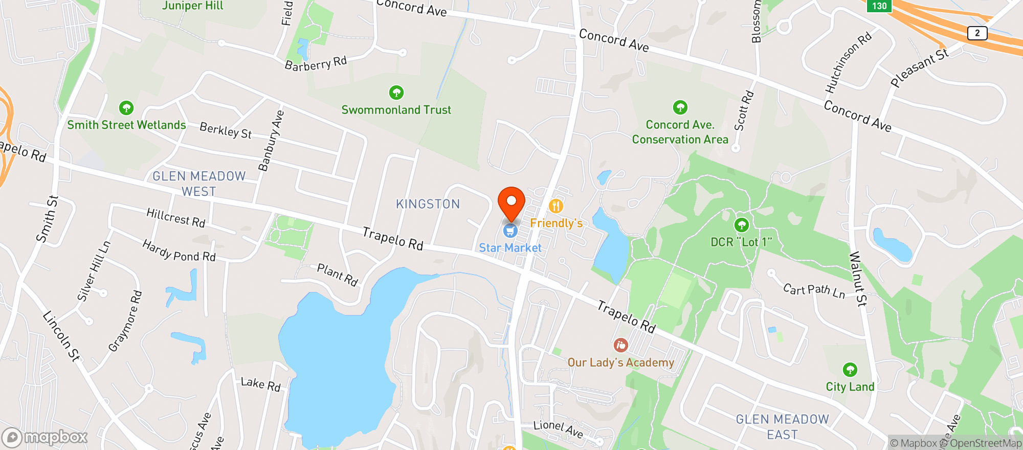 Map showing Shaws - 02569 - Waltham Ma