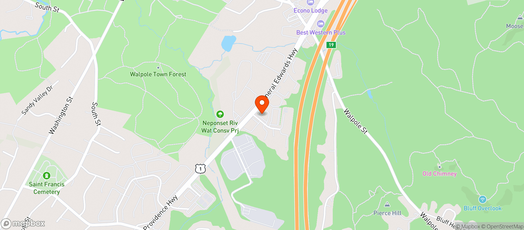 Map showing Zen Leaf Sharon