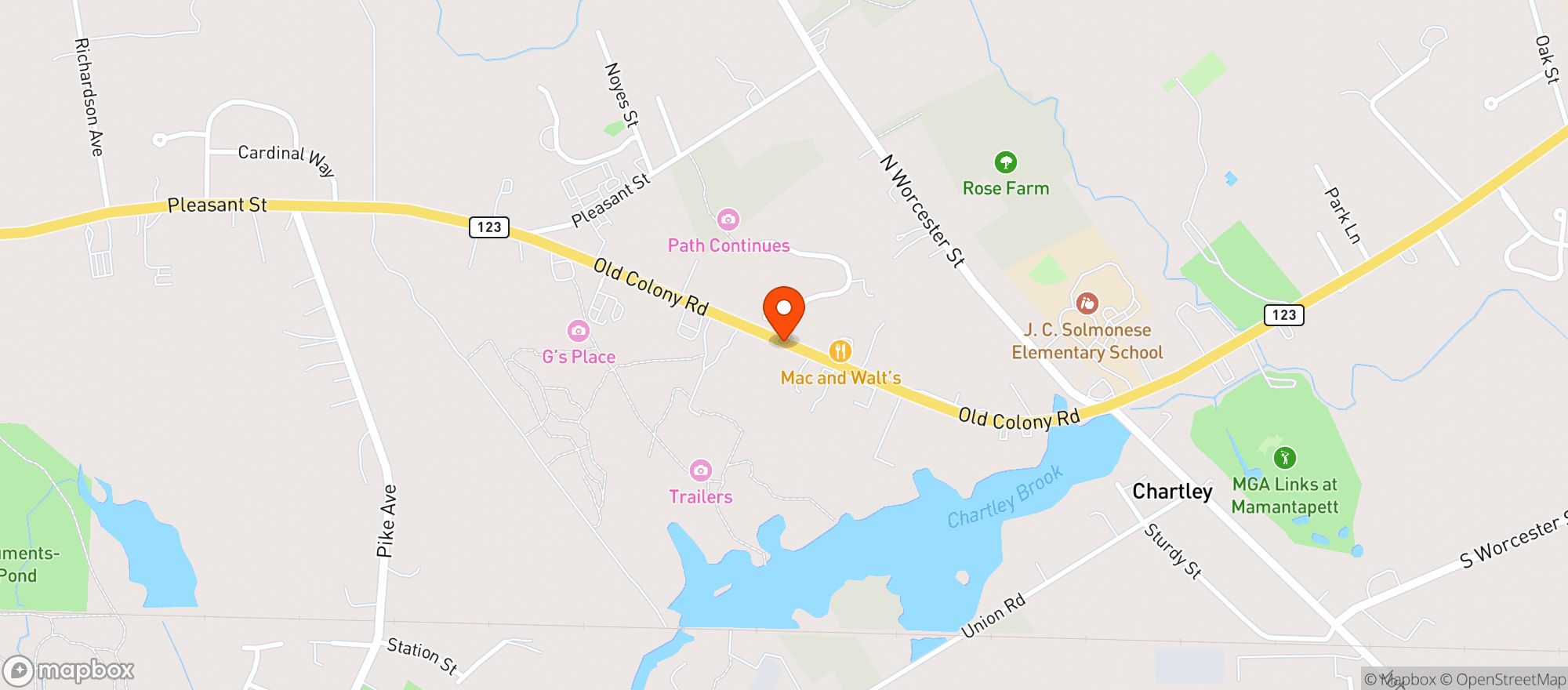 Map showing Old Colony Wine & Spirits