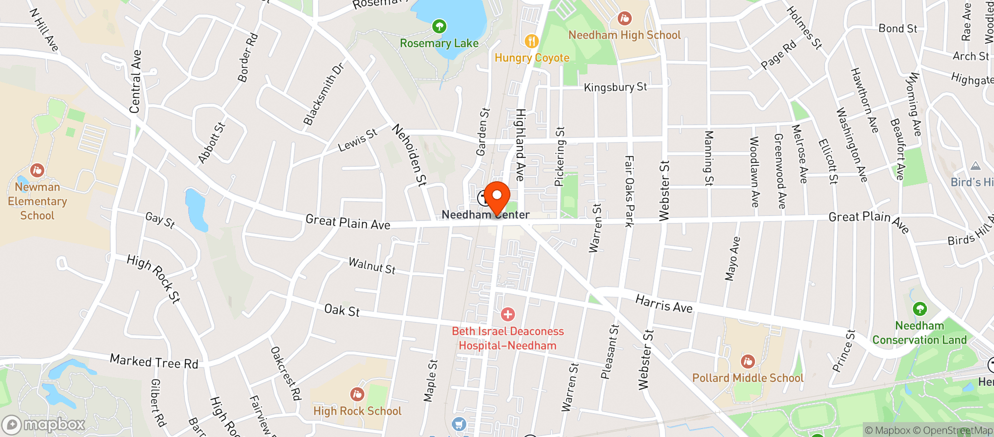 Map showing Needham Center Fine Wines