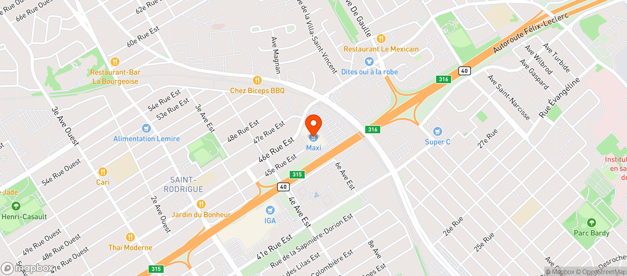 Map showing Provigo Josee Bernier #8489