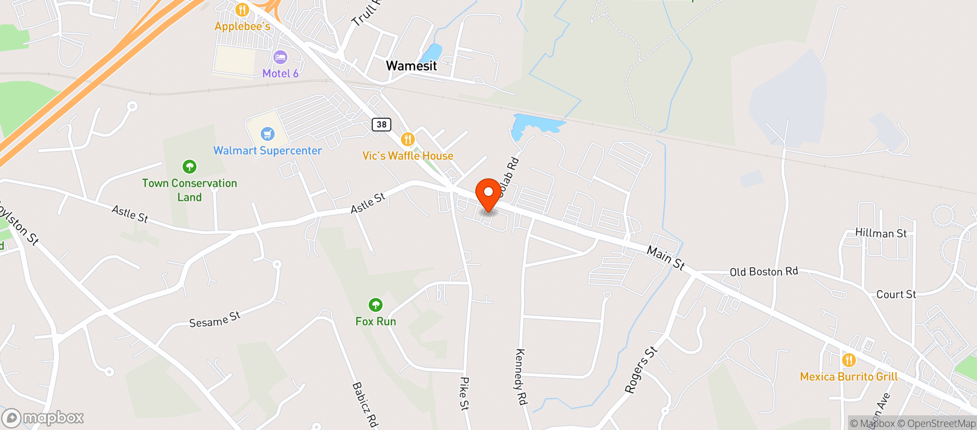 Map showing Main Street Liquors Tewksbury